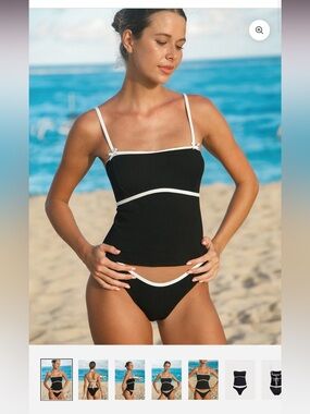 Samiol Black Bikini Set with White Trim Accents
